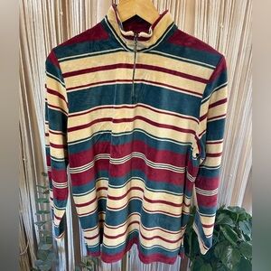 Vintage 1980s/90s Alfred Dunner Petite Striped velour Pullover with quarter zip